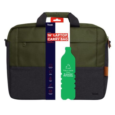 LISBOA BORSA ECOSOSTENIBILE DA TRASPORTO PER LAPTOP FINO A 16" 100% MATERIALE RICICLATO VERDE