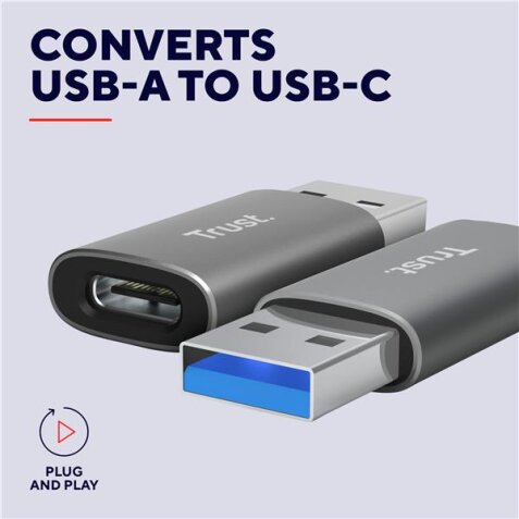 CALYX CONFEZIONE DA 2 ADATTATORI USB-A A USB-C - GRIGIO