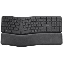 TASTIERA ERGONOMICA WIRELESS TRUST KEYRA MULTI-CONNESSIONE BT + 2,4GHz - 85% PLASTICA RICICLATA - LAYOUT IT - NERO