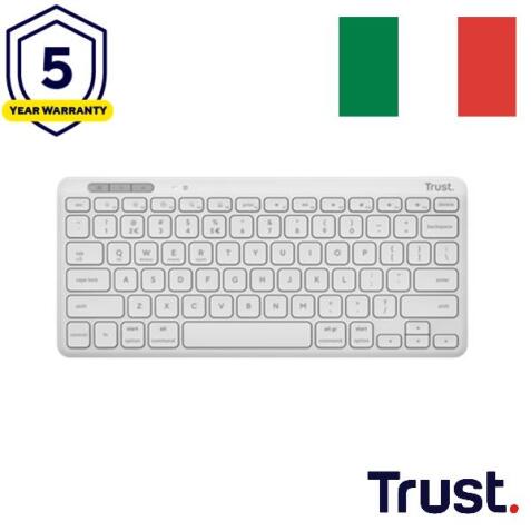 LYRA TASTIERA WIRELESS RICARICABILE PER COLLEGARE FINO A 3 DISPOSITIVI 1 WL 2,4GHz + 2BT - 52% PLASTICA RICICLATA - ITALIANO - BIANCA