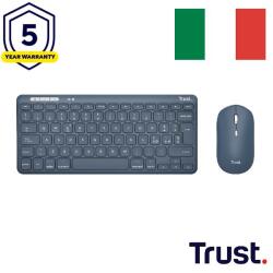 LYRA SET TASTIERA E MOUSE WIRELESS RICARICABILI PER COLLEGARE FINO A 3 DISPOSITIVI WL/BT - 51% PLASTICA RICICLATA - ITALIANO - BLUE