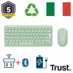 LYRA SET TASTIERA E MOUSE WIRELESS RICARICABILI PER COLLEGARE FINO A 3 DISPOSITIVI WL/BT - 51% PLASTICA RICICLATA - ITALIANO - VERDE
