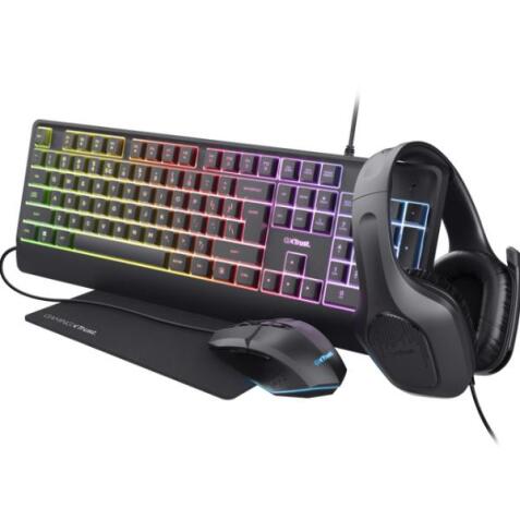 25251 GXT 792 QUADROX PACCHETTO TASTIERA, MOUSE, CUFFIA, MOUSEPAD GAMING 4-IN-1 - NERO LAYOUT ITALIANO