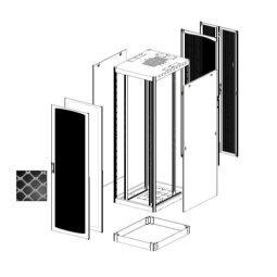 ARMADIO TECNO 1000 A PAVIMENTO C/PORTA SINGOLA ANTERIORE E POSTERIORE IN METALLO  AERATA  IN VETRO  PANNELLI LATERALI E POSTERIORE CIECHI