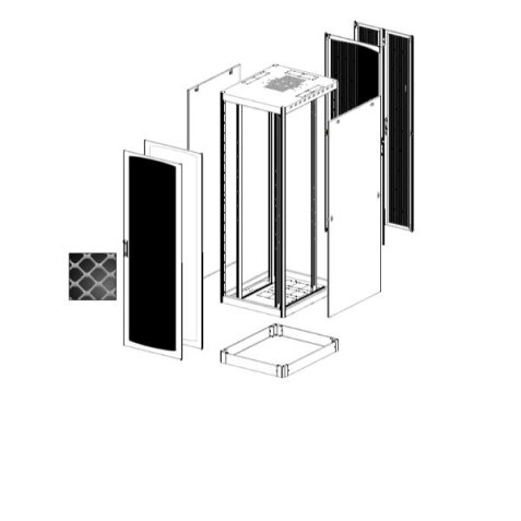 ARMADIO TECNO 1000 A PAVIMENTO C/PORTA ANTERIORE IN VETRO  PANNELLI   LATERALI E POSTERIORE CIECHI  ZOCCOLO H.100MM  MONTANTI ANT POST 19