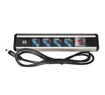 MULTIPRESA DA TAVOLO 4 PRESE UNIVERSALI CON 2 PORTE USB E INTERRUTTORE CON COPERCHIO DI PROTEZIONE CAVO MT 1 80 SPINA TRIPOLARE ITALIANA 16A