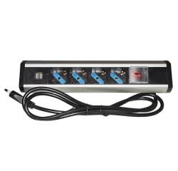 MULTIPRESA DA TAVOLO 4 PRESE UNIVERSALI CON 2 PORTE USB E INTERRUTTORE CON COPERCHIO DI PROTEZIONE CAVO MT 1 80 SPINA TRIPOLARE ITALIANA 16A