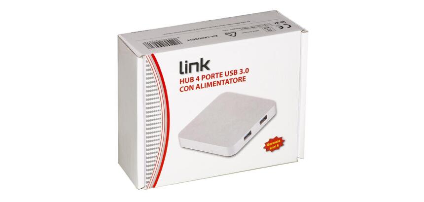 LINK - HUB 4 PORTE USB 3.0 CON ALIMENTATORE