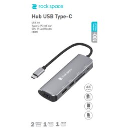 ONTEN OTN-95116 5 IN 1 TYPE-C MULTI FUNCTION DOCK STATION ( 2X USB    3.0  SDTF CARD READER  HDMI  TYPE-C PD PORT GREY