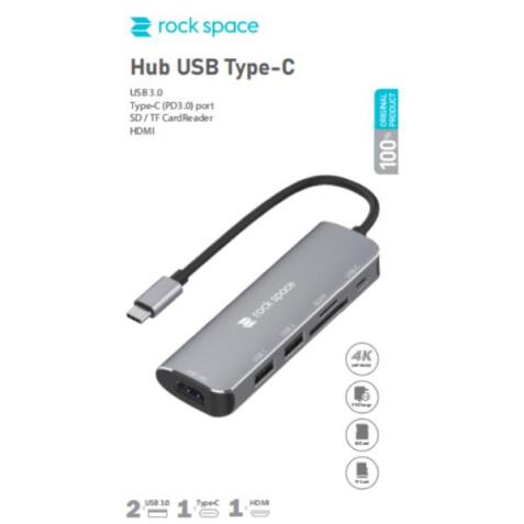 ONTEN OTN-95116 5 IN 1 TYPE-C MULTI FUNCTION DOCK STATION ( 2X USB    3.0  SDTF CARD READER  HDMI  TYPE-C PD PORT GREY