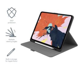 Custodia TekView con porta Apple pencil per iPad Air 10.9" ('20/'22) e iPad Pro 11" ('22/'21/'20/'18) – Grigio/Nero