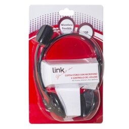 LINK - CUFFIA CON MICROFONO ORIENTABILE  CONNETTORE USB E CONTROLLO VOLUME