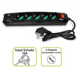 POWER CLEANER 5: INGRESSO SCHUKO - 5 USCITE ITALIA/SCHUKO - 1 PORTA USB-A - 1 PORTA USB-C - TOGETHER ON