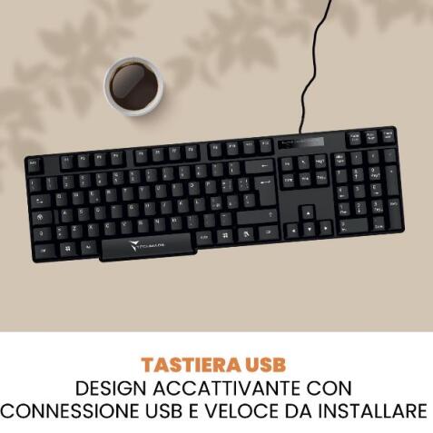 TECHMADE TASTIERA 104 TASTI QWERTY CON PORTA USB 2.0