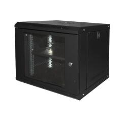 LINK - ARMADIO RACK 19  9U LINK SERIE LIGHT COLORE NERO CON PORTA VETRO (AxPxL) MM 450X400X530 RIPIANO INCLUSO