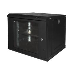 LINK - ARMADIO RACK 19  9U LINK SERIE LIGHT COLORE NERO CON PORTA VETRO (AxPxL) MM 450X400X530 RIPIANO INCLUSO