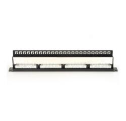 PANNELLO PATCH 19" NON SCHERMATO UTP 24 PORTE 8 POLI RJ45 PER RETI CATEGORIA 6 NERO