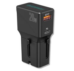 ADATTATORE UNIVERSALE DA VIAGGIO CON PRESA USB-C E USB-A  COMPATIBILE CON PRESE DI 200 PAESI FINO A 20W