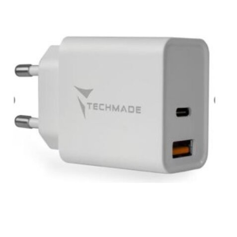 TECHMADE CARICATORE UNIVERSALE TYPE-C + USB 20W FAST CHARGE
