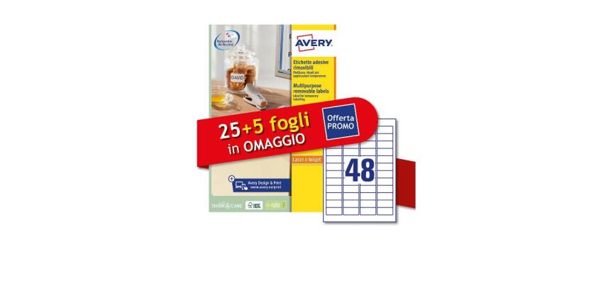 ETICHETTE BIANCHE RIMOVIBILI  45 7 X 21 2MM  48 ETICHETTE PER FOGLIO  LASER E INKJET  25+5FF OMAGGIO