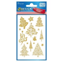 Stickers adesivi decorativi  - Alberi Natale oro - 1 foglio