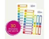Etichette per penne smile  50x10mm  15 etichette per foglio  adesivo permanente  scrivibili a mano  confezione da 2 fogli