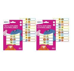 Etichette per tessuti no iron animali 45x13mm  18 etichette per foglio  adesivo permanente  scrivibili a mano  confezione da 2 fogli