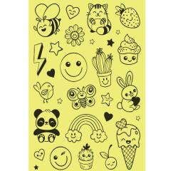 Adesivi riflettenti smile giallo fluo  56 adesivi