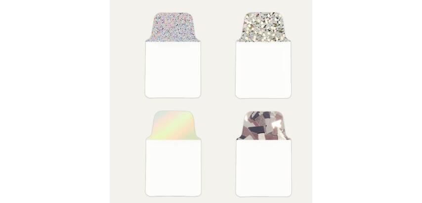 Indici segna pagina adesivi 25 4x38 1mm  32 indici  4 fantasie olografiche