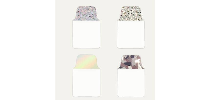 Indici segna pagina adesivi 25 4x38 1mm  32 indici  4 fantasie olografiche