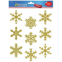 Vetrofania con disegni fiocchi di neve color oro - decorazione Natale - 1 foglio