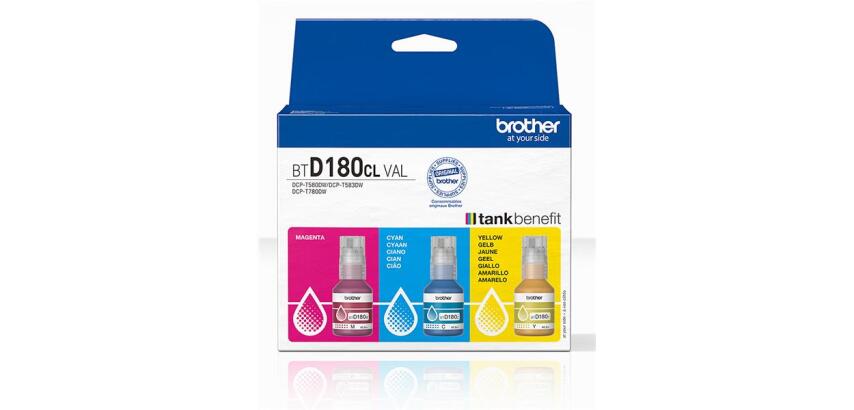 KIT DA 3 FLACONI. INCLUDE UN FLACONE PER OGNI COLORE  CIANO  MAGENTA EGIALLO DA 5.000 PAGINE X DCPT780DW