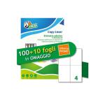 ETICHETTE BIANCHE ADESIVE 105X148MM  4 ETICHETTE PER FOGLIO           PERMANENTE  LASER/INKJET  CONFEZIONE DA 100 +10 FF OMAGGIO