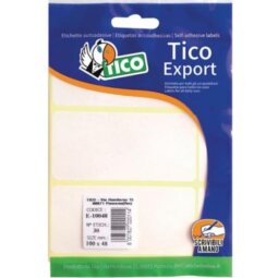 TICO Etichette adesive in carta bianca in bustina scrivibili a mano, 100x48mm, 3 etichette per foglio, adesivo permanente, 10 fogli