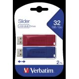 MEMORY USB 2.0 32GB SLIDER 2 PACK