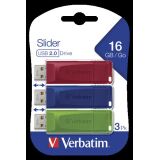 MEMORY USB 16GB SLIDER TRIPACK