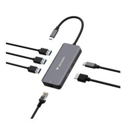 Verbatim USB-C Essentials Multiport Hub 6 ports: RJ45, HDMI, USB-C PD, 3 x USB-A 3.2 Gen 1