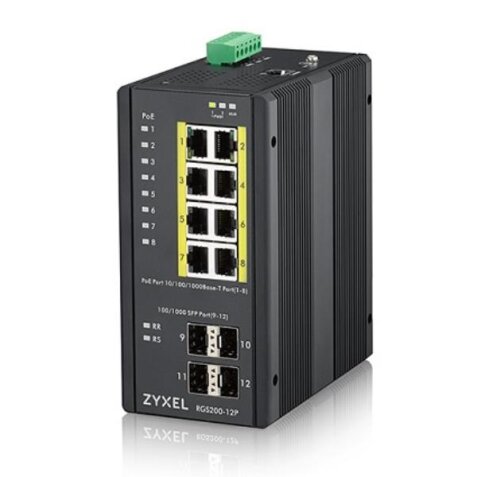 RGS200-12P - SWITCH 12 PORTE MANAGED  8 PORTE GIGABIT POE (EROGAZIONEFINO A 240 WATT)   4 PORTE GIGABIT SFP - DIN RAIL  IP30  DOPPIA