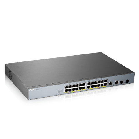 GS1350-26HP - SWITCH MANAGED PER CCTV: 24 PORTE GIGABIT POE (BUDGET   375W) + 2 PORTE COMBO GIGABIT UPLINK