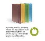 Cartella 3 lembi Holos verde in plastica riciclata