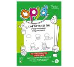 Oplà album da disegno per bambini 5-10 anni composto da 18 illustrazioni  50 fogli bianchi e 100+ contenuti digitali da scaricare.