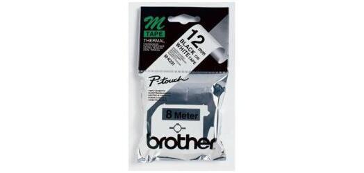 NASTRO NERO SU BIANCO 12MM  P-TOUCH 85/65/90