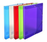Elasticated PP Filing Box Crystal 25mm Spine A4 - Assorted colours