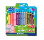 12 matitoni 3 in 1 Peppa Pig: matita colorata  pastello a cera e acquerello + temperamatite. mina   9 5. fusto extra jumbo
