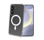 GELSKINMAG - Cover morbida trasparente in TPU, compatibile con la tecnologia Magsafe, anello magnetico color Bianco per Samsung Galaxy S25+ 5G