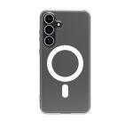 GELSKINMAG - Cover morbida trasparente in TPU, compatibile con la tecnologia Magsafe, anello magnetico color Bianco per Samsung Galaxy S25+ 5G