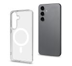 GELSKINMAG - Cover morbida trasparente in TPU, compatibile con la tecnologia Magsafe, anello magnetico color Bianco per Samsung Galaxy S25+ 5G