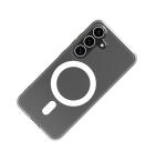 GELSKINMAG - Cover morbida trasparente in TPU, compatibile con la tecnologia Magsafe, anello magnetico color Bianco per Samsung Galaxy S25 5G/ Galaxy S25 5G Enterprise Edition