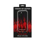 VISION OF SUPER - Cover in TPU con finitura soft touch colore nero con fiamme rosse compatibile con Apple iPhone 14 Pro Max [VOS COLLECTION]