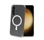 GELSKINMAG - Cover morbida trasparente in TPU, compatibile con la tecnologia Magsafe, anello magnetico color bianco per Samsung Galaxy S23+ 5G